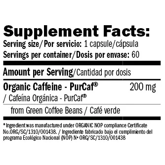 Natural Caffeine PurCaf® / 60 Vcaps - Amix
