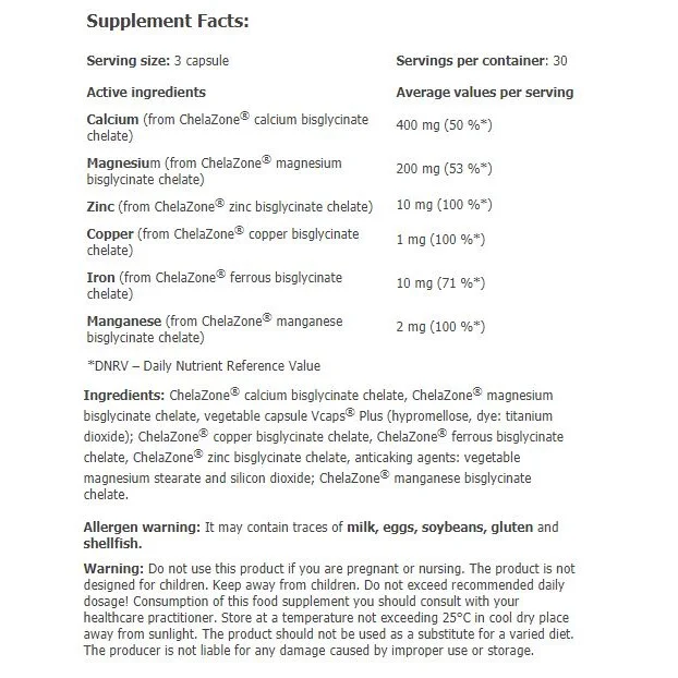 ChelaZone® MultiChel® Complete 6 Bisglycinate Chelate / 90 Vcaps - Amix
