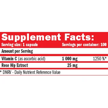 Vitamin C /with Rose Hips/ 1000mg. / 100 Caps. - Amix