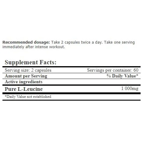 L-Leucine PURE 1000mg. / 120 Caps. - Amix