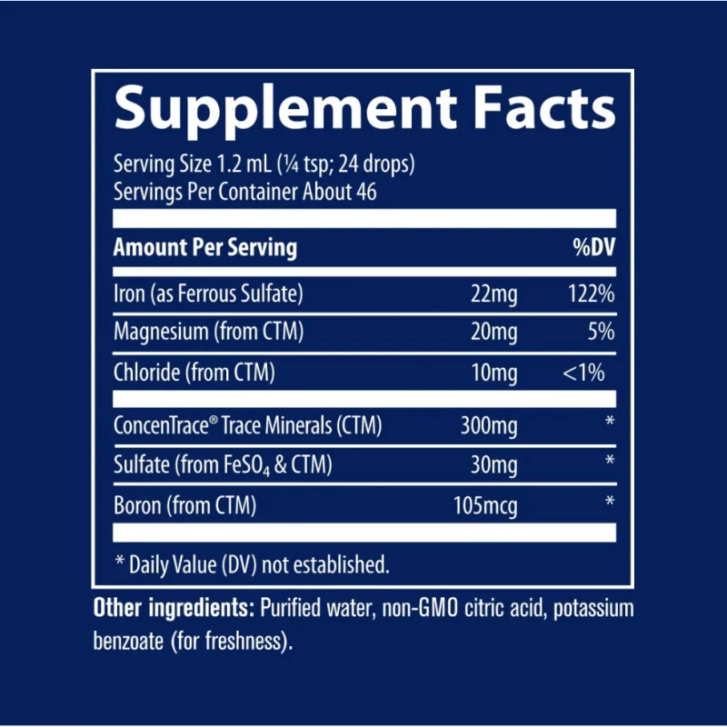 Ionic Iron 22mg - Йонно Желязо, Разфасовка 56ml - Trace Minerals