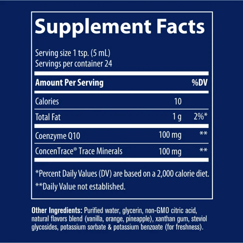 Liquid CoQ10 100mg - Коензим Q-10, Разфасовка 118ml - Trace Minerals