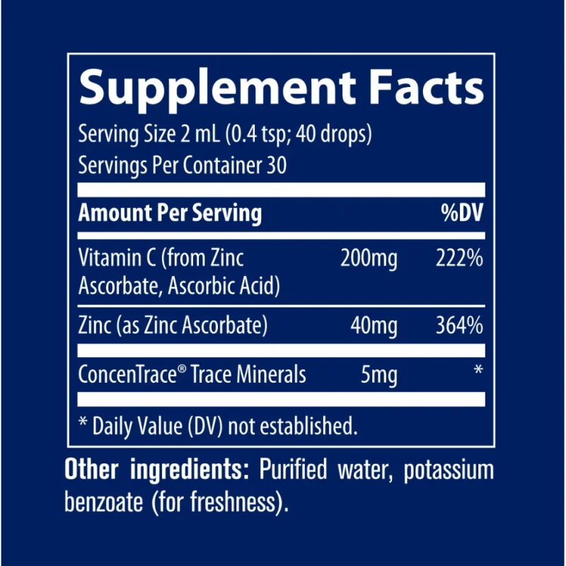 Zinc + Vitamin C - Цинк + Витамин C, Разфасовка 59ml - Trace Minerals