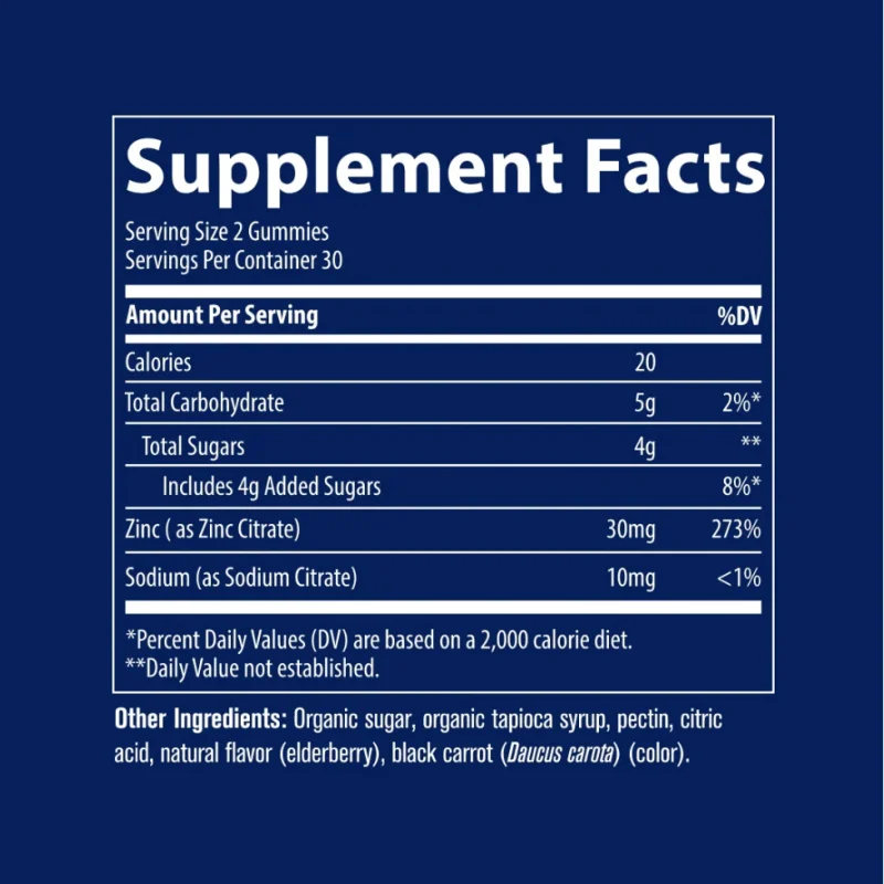 Zinc Gummies 30mg - Цинк, Разфасовка 60 gummies - Trace Minerals