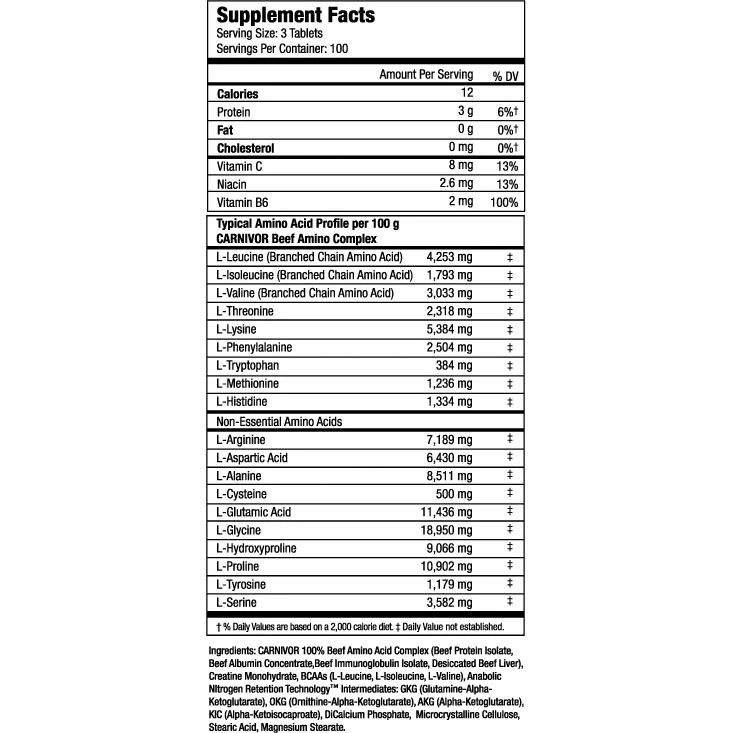 MuscleMeds - Carnivor Beef Aminos / 300 tabs. - Muscle Meds