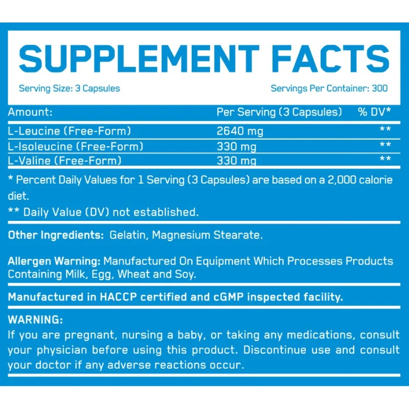 BCAA Mega Caps 1100 mg / 15 Caps (5 дози) - Everbuild