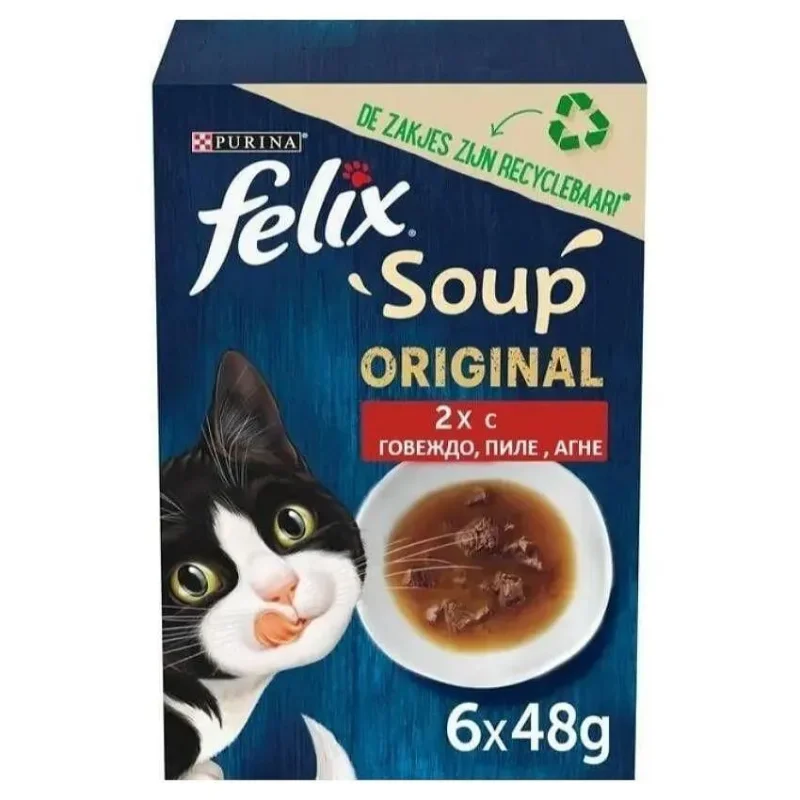 Супа за котки FELIX пиле 6х48 г - FELIX