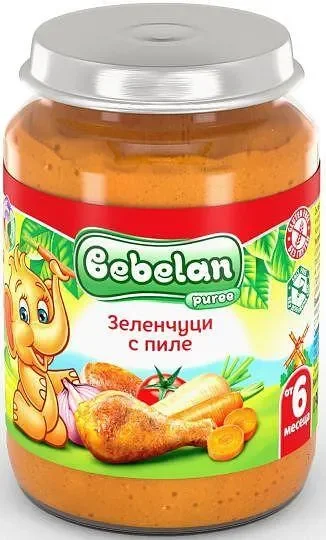 Бебешко пюре BEBELAN Пиле с пащърнак и зеленчуци 6+ М 190 г