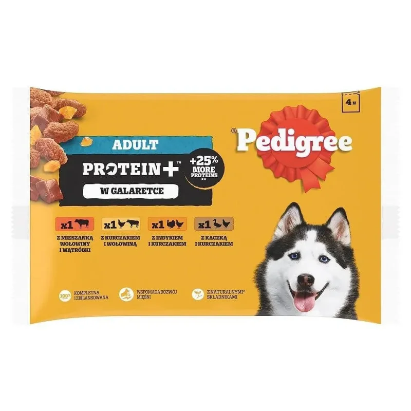 Пауч за кучета PEDIGREE Adult Protein+ 4x85 г - PEDIGREE