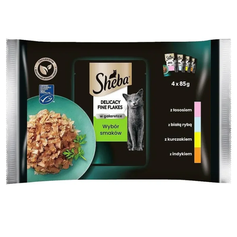 Пауч за котки SHEBA Delicacy микс в желе 4x85 г - SHEBA
