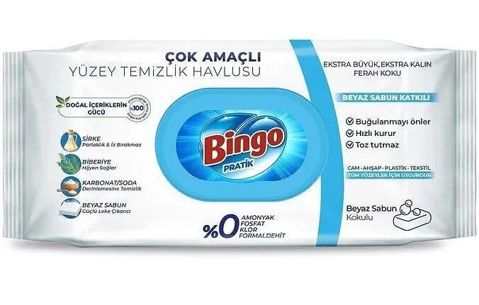 Мокри кърпи за почистване BINGO със сапун 96 бр. - BINGO