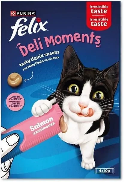 Лакомство за котки FELIX Deli Moments сьомга 4x10 г - FELIX