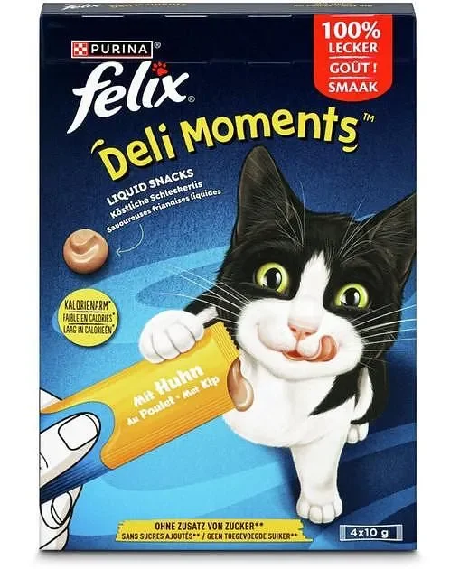 Лакомство за котки FELIX Deli Moments пиле 4x10 г - FELIX