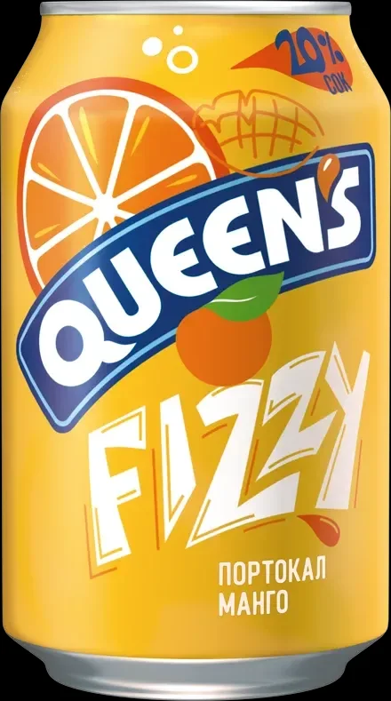 Газирана напитка QUEEN'S FIZZY портокал и манго 330 мл - QUEEN'S FIZZY