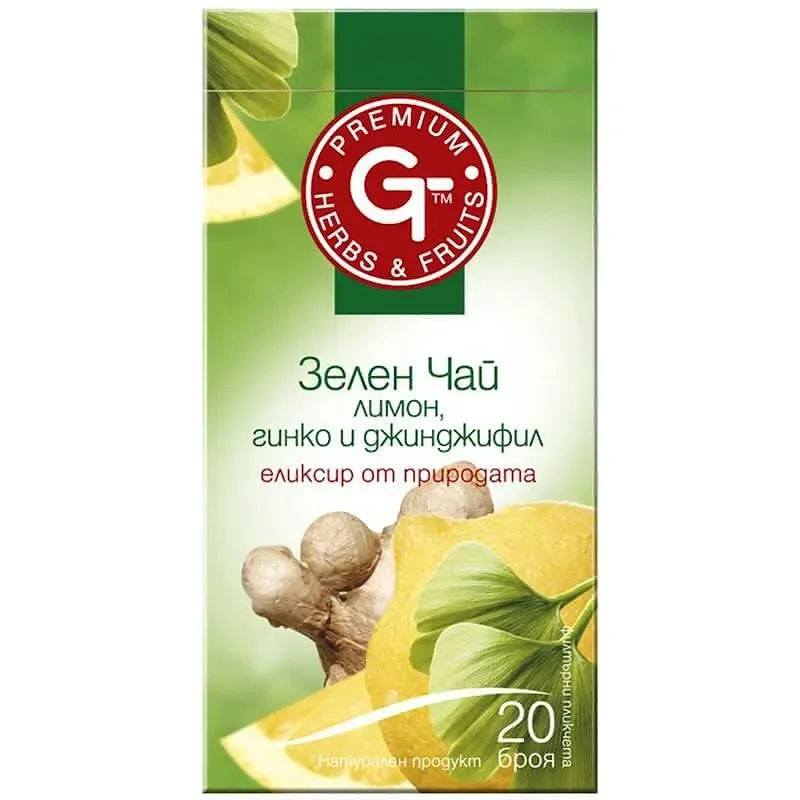 Чай GT PREMIUM Зелен лимон/гинко/джинджифил 30 г - GT PREMIUM