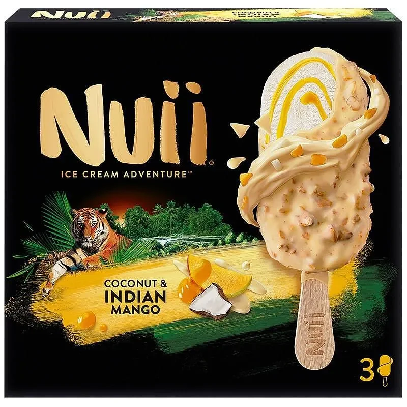 Сладолед NUII Coconut & Indian mango 3 бр. 214 г - NUII