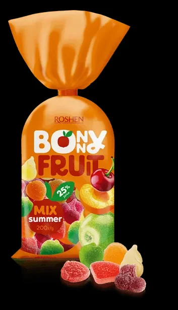 Желирани бонбони ROSHEN Bonny Fruit Mix Summer 25% Juice 200 г