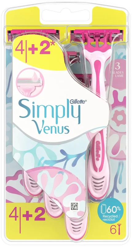 Самобръсначка GILLETTE Simply Venus с 3 ножчета 4+2 бр. - VENUS