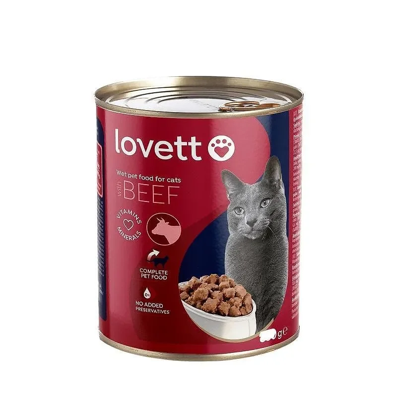 Консервирана храна за котки LOVETT с говеждо 830 г - LOVETT