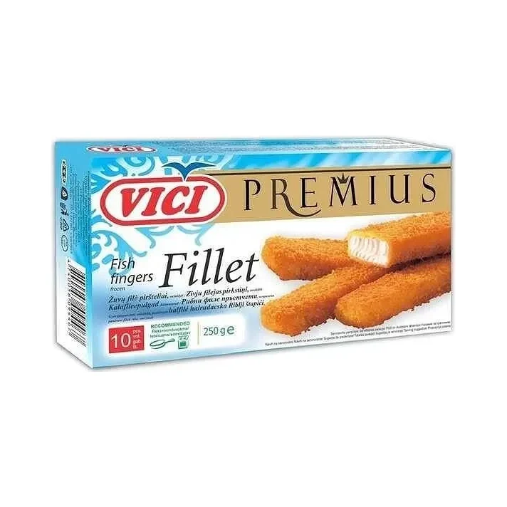 Замразени панирани рибни пръчици VICI сьомга 250 г - Vici