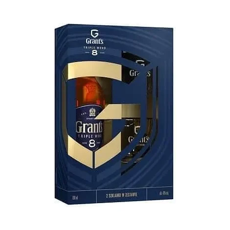 Уиски GRANTS 8YO 40% алк. 700 мл + 2 чаши - GRANT'S