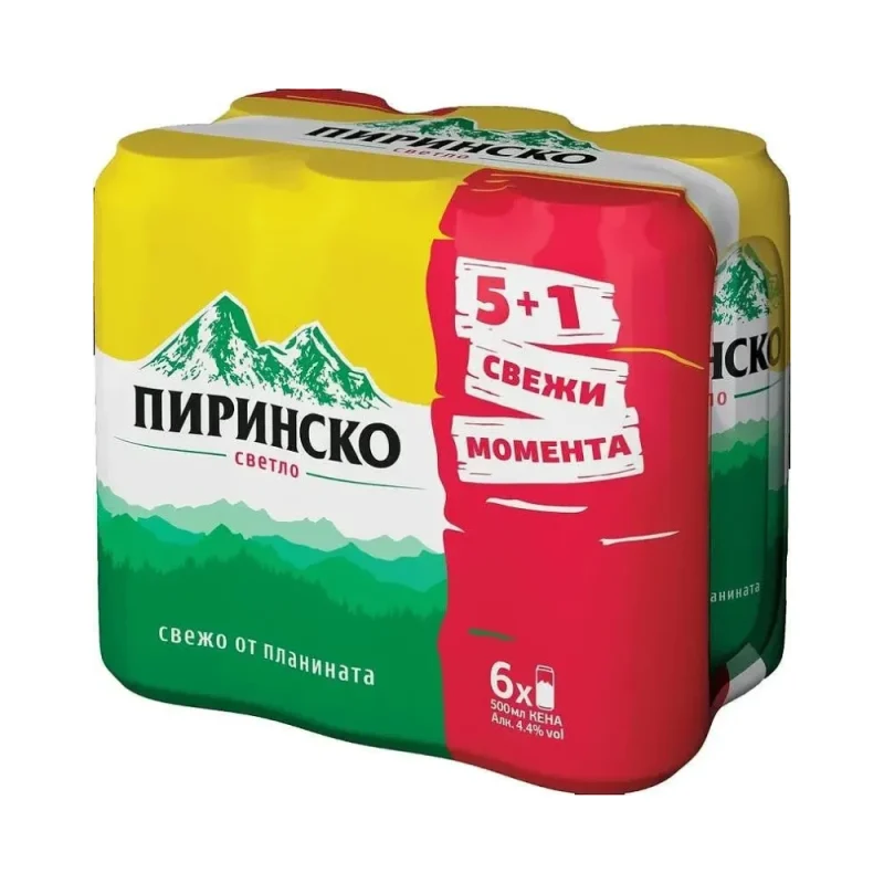 Бира ПИРИНСКО Светло кен 500 мл 5+1 бр.