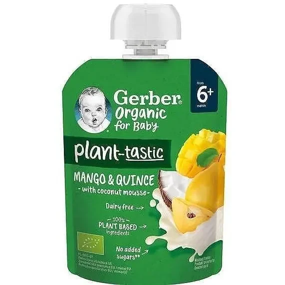 Пауч GERBER Organic манго и дюля с кокосов мус 80 г - GERBER