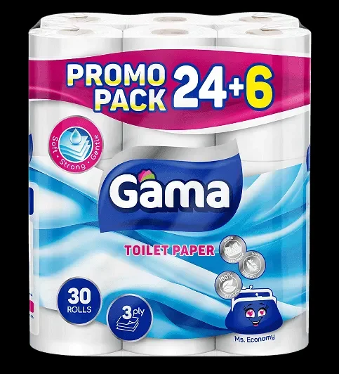 Тоалетна хартия GAMA 100% цел. 3 пл. 30 бр. - GAMA