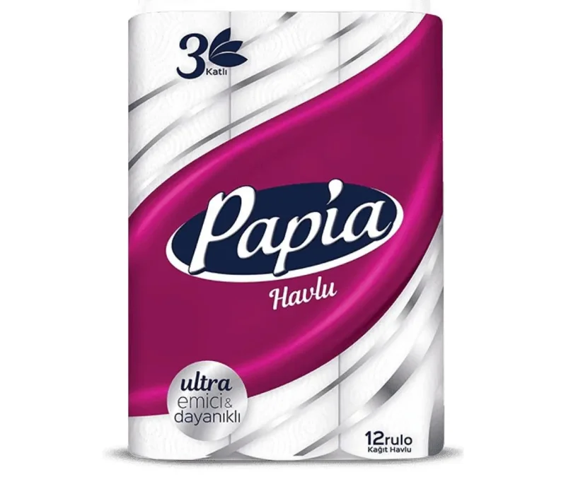 Кухненска ролка PAPIA бяла, 3 пласта, 12 бр. - PAPIA