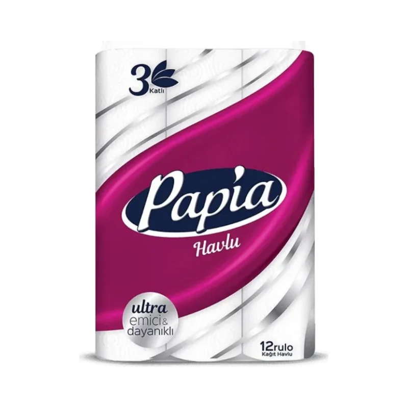 Кухненска ролка PAPIA бяла, 3 пласта, 12 бр. - PAPIA