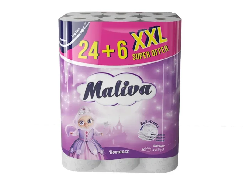 Тоалетна хартия MALIVA Romance 100% цел. 3 пл. 30 бр. - MALIVA
