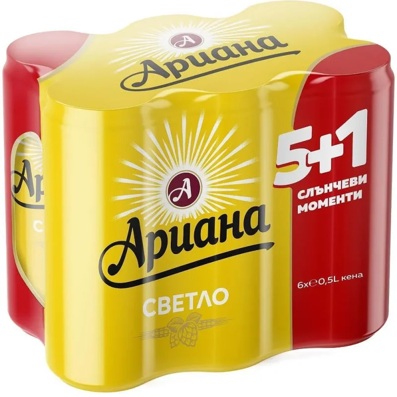 Бира АРИАНА Мултипак кен 5+1 3 л - АРИАНА