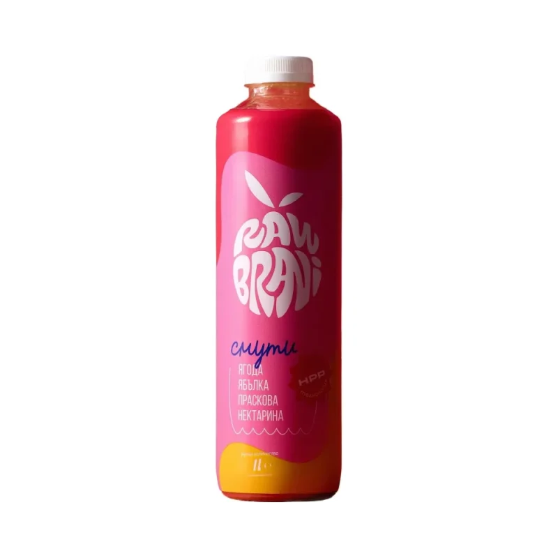 RAW BRANI смути от ягода, ябълка и праскова 1 л - RAW BRANI