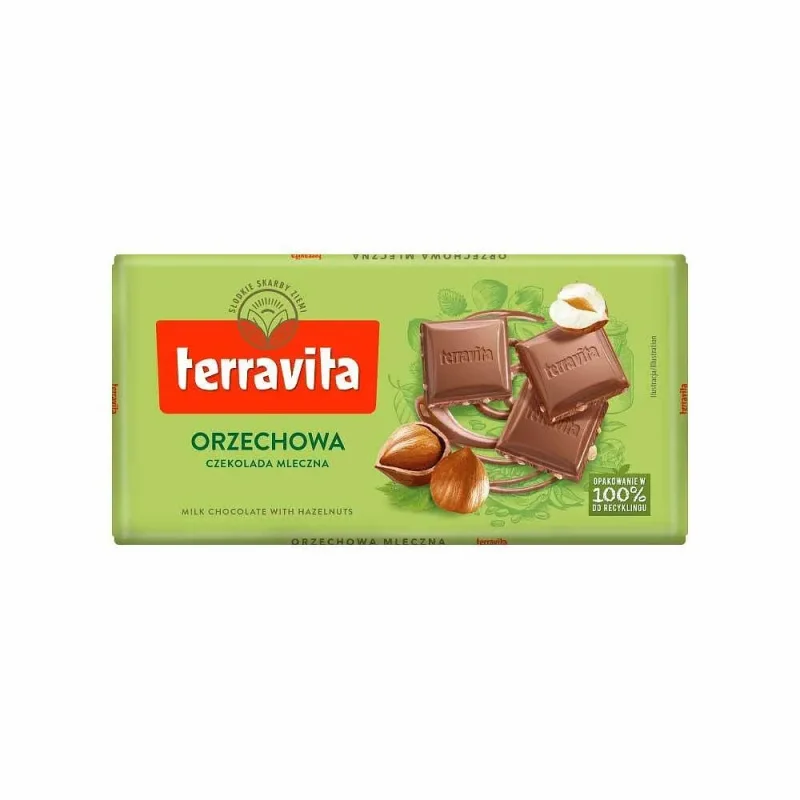 Шоколад TERRAVITA млечен с лешници 100 гр - TERRAVITA