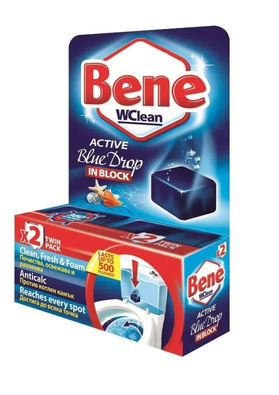 Аромaтизатор за тоалетна BENE Wclean синя вода 2х50 г - BENE