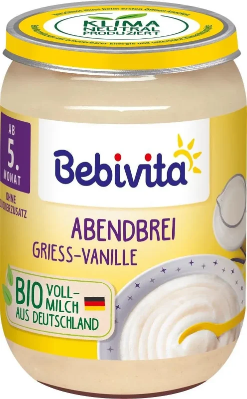 Каша BEBIVITA BIO с млечен грис и ванилия 5М+ 190 г