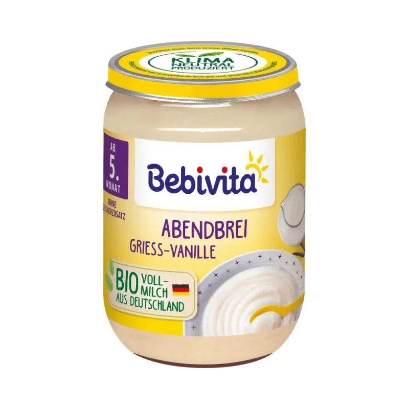 Каша BEBIVITA BIO с млечен грис и ванилия 5М+ 190 г - BEBIVITA