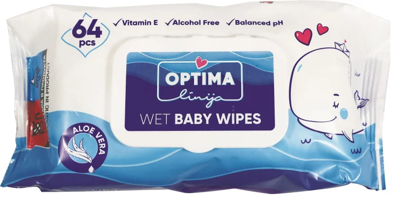 Мокри кърпи OPTIMA LINIJA Baby с капак 64 бр. - OPTIMA LINIJA