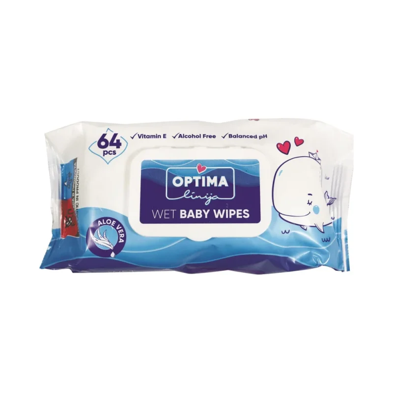 Мокри кърпи OPTIMA LINIJA Baby с капак 64 бр. - OPTIMA LINIJA
