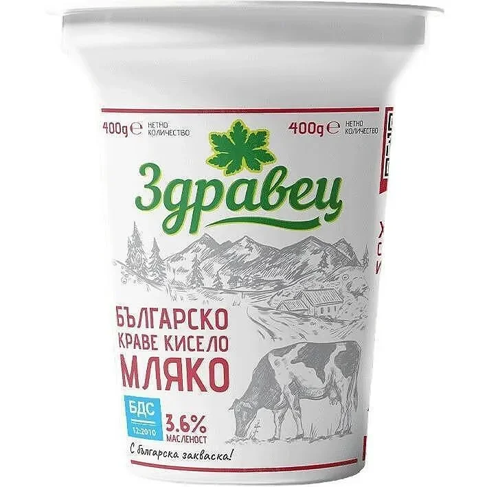 Кисело мляко ЗДРАВЕЦ 3.6% по БДС 400 г - Здравец