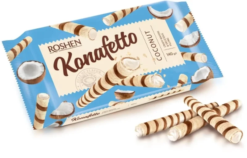Пурички KONAFETTO кокосов крем 140 гр. - ROSHEN