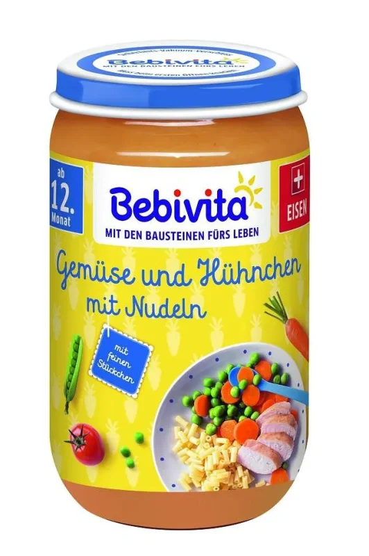Био пюре BEBIVITA зленчуци, спагети, пиле 250 гр. - BEBIVITA