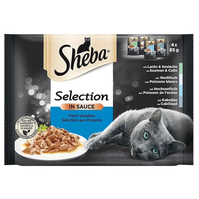 Пауч за котки SHEBA Selection рибно меню в сос 4x85 г - SHEBA