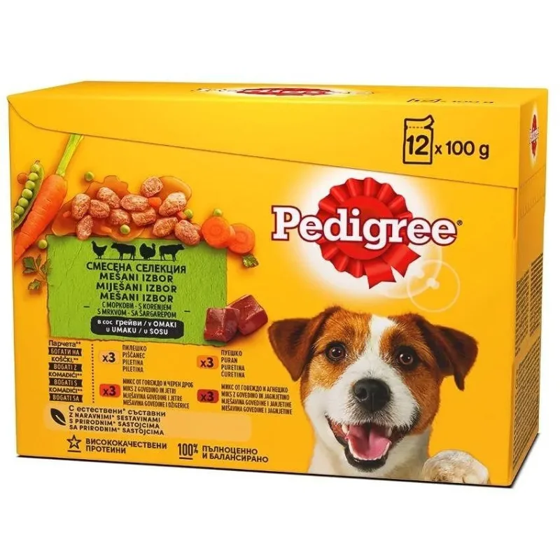 Пауч за кучета PEDIGREE микс меню 12х100 г - PEDIGREE
