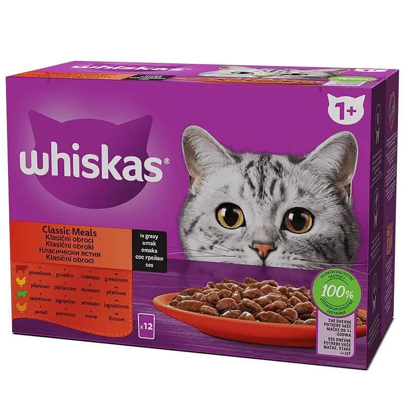 Пауч за котки WHISKAS с месо и зеленчуци 12x85 г - WHISKAS