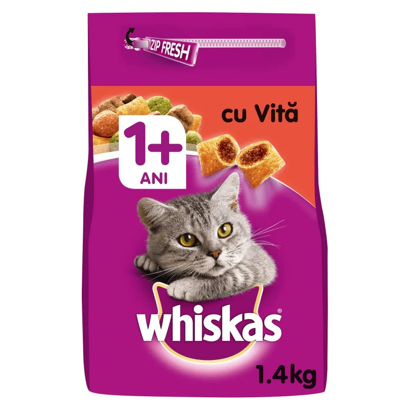 Суха храна за котки WHISKAS с говеждо 1.4 кг. - WHISKAS