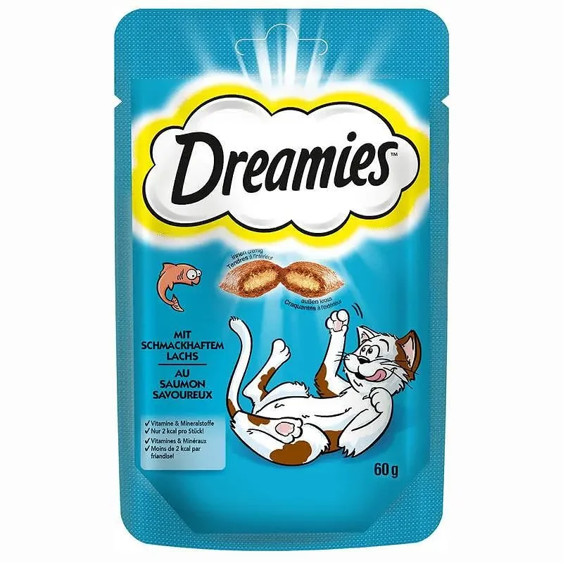 Лакомство за котка DREAMIES Сьомга 60 гр.
