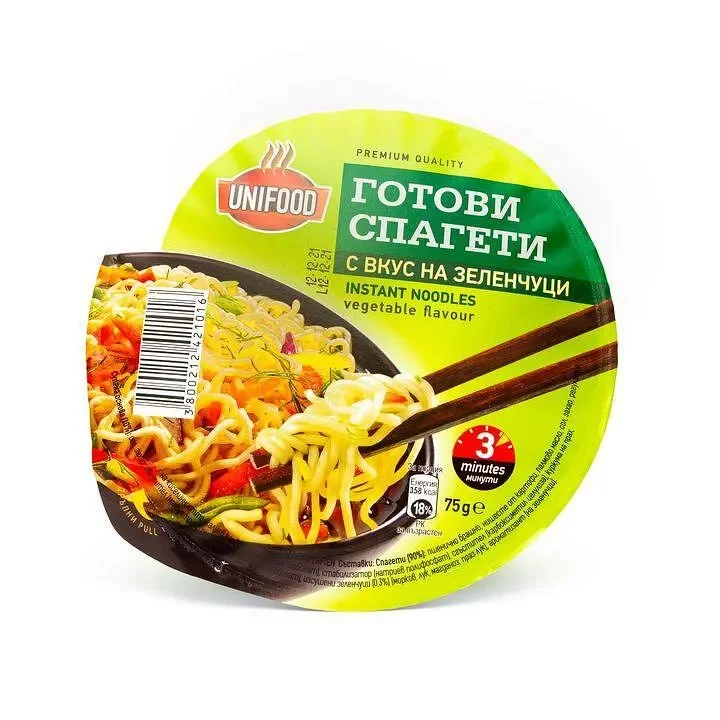 Инстантни спагети UNIFOOD зеленчуци 70 гр. чаша