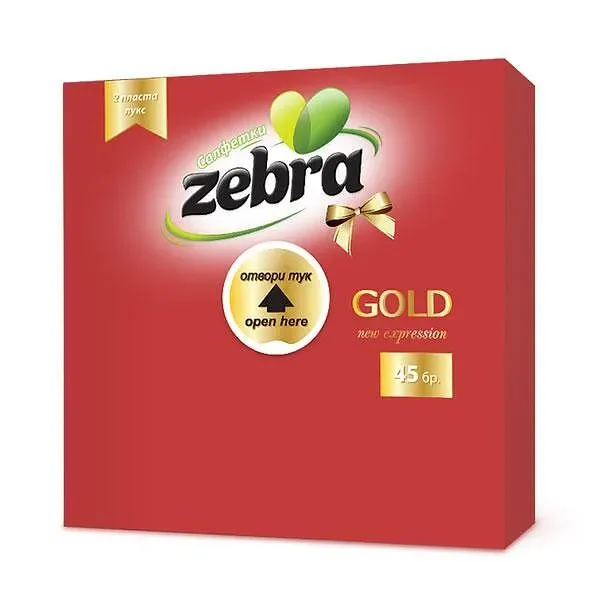 Салфетки Зебра Голд 45 бр.33*33 червени - ZEBRA
