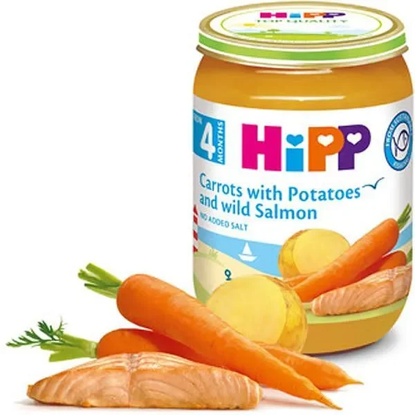 Пюре HIPP сьомга с ранни моркови, картофи, 190 гр. - HIPP